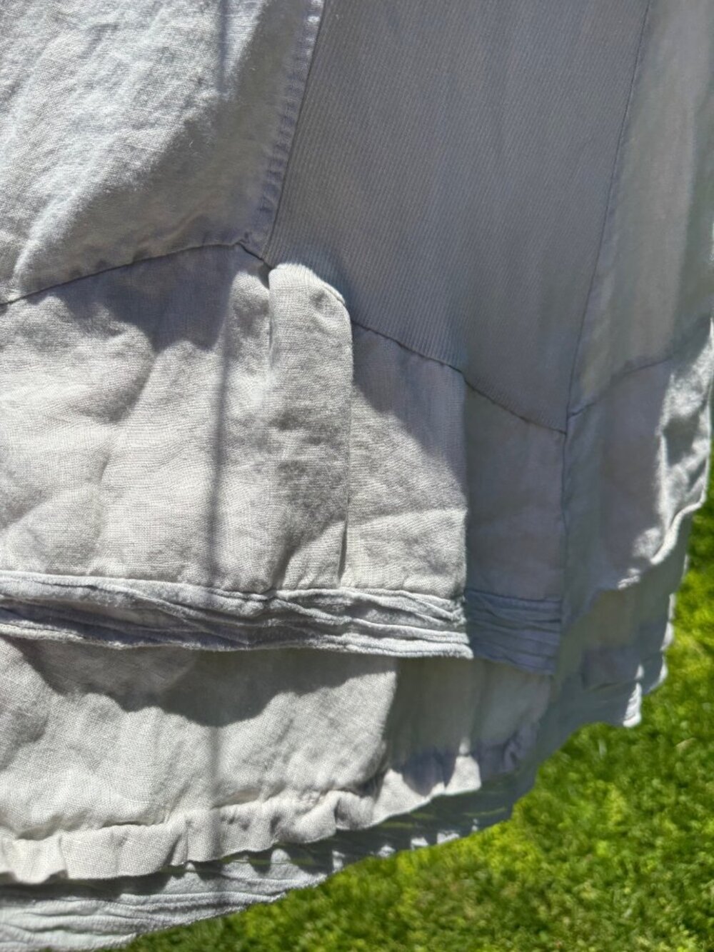 Beige Linen Sleeveless Dress Ruffle Hem Made In Italy Boho Bohemian Lagenlook M - Picture 10 of 16